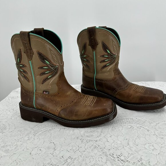 Women's Leather Justin Cowboy Western Boots sz 11B - Picture 8 of 10